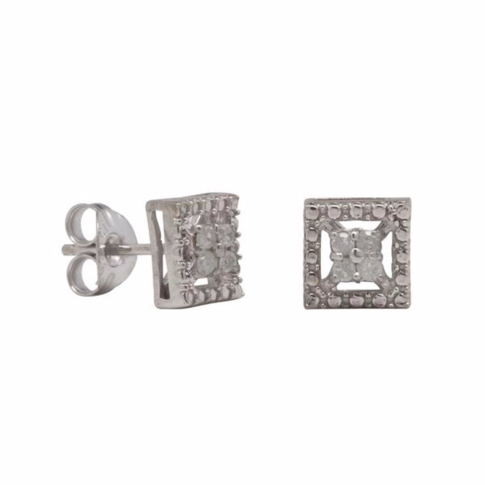1/10 cctw Diamond & Sterling Silver Stud Earrings